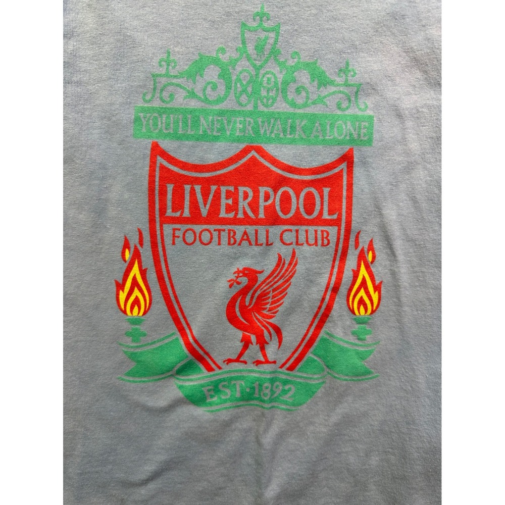 Liverpool FC Kids Long Sleeve Graphic T-Shirt Light Blue LFC Crest‎ Soccer Tee S